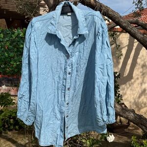beachlunchlounge Sky Blue Button-Up Blouse